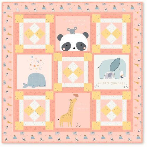 Little Things Animals Quilt Kit Pink Blush