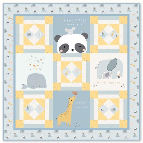 Little Things Animals Quilt Kit Blue