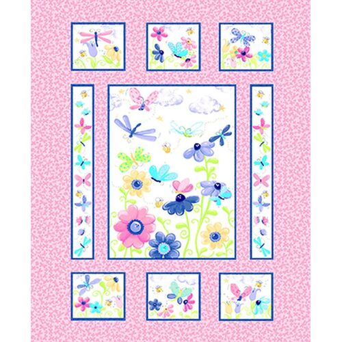 Susybee Flutter the Butterfly 36" Quilt Panel Pink SB20340-520