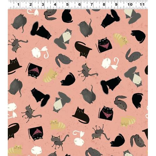Snarky Cats Kitten Play Coral Pink Y3059-39