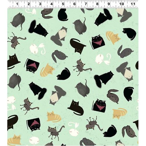 Snarky Cats Kitten Play Mint Green Y3059-109