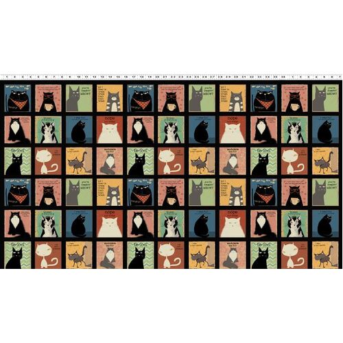 Snarky Cats Kitten Play Mini Blocks Panel Y3058-3