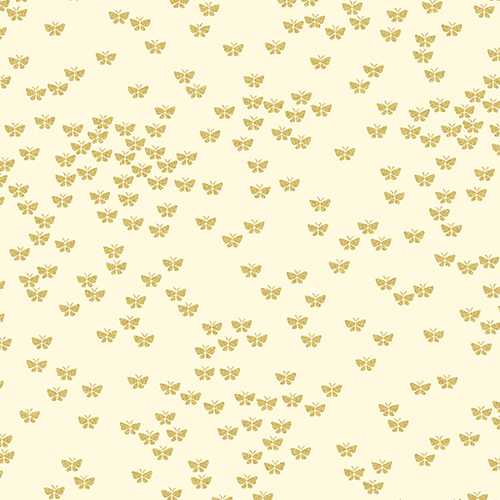 Fabric Remnant -Metallic Mixers Butterflies Cream Gold 80cm