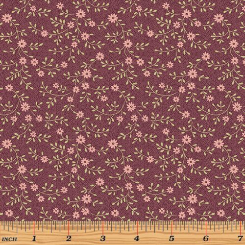 Fabric Remnant - Zelie Ann Fleurette Floral Burgundy 86cm