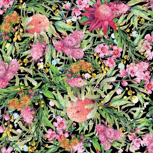 Carlie Edwards Collection Australian Wildflowers Black DV5909