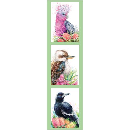 Carlie Edwards Galah Kookaburra Magpie Panel DV5907