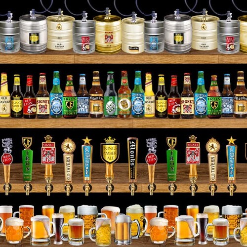 Ale House Beer Kegs Taps Border Stripe 4312