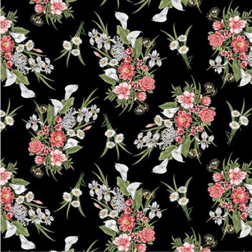 Fabric Remnant -	 Magnificent Blooms Bouquet 90cm