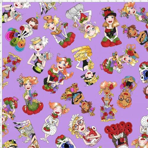Fabric Remnant -Sew Curious Sewing Ladies Toss 81cm