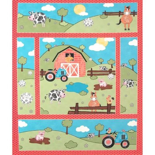 Crayola Colouring on the Farm Animals Quilt Panel 12235