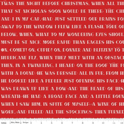 Saint Nicholas Twas Night Before Christmas Words Red 12344