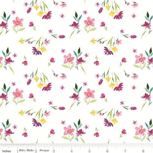 Fabric Remnant - Hampton Garden Stems White 45cm