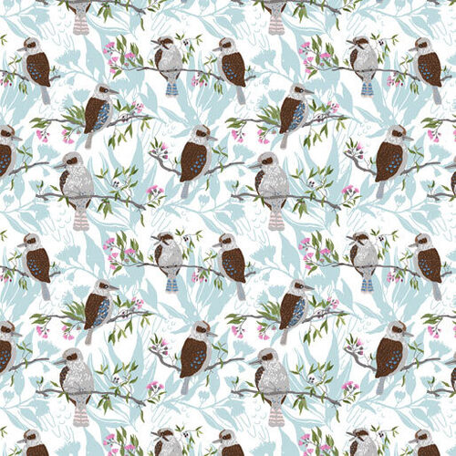Fabric Remnant - Aussie Feathered Friends Kookaburras 40cm