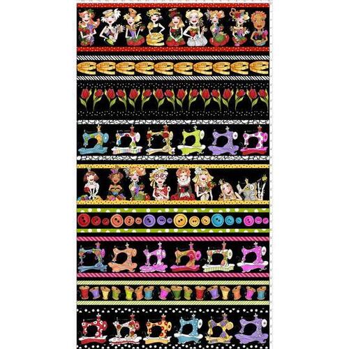 Fabric Remnant -Loralie Sew Curious Border Stripe 72cm
