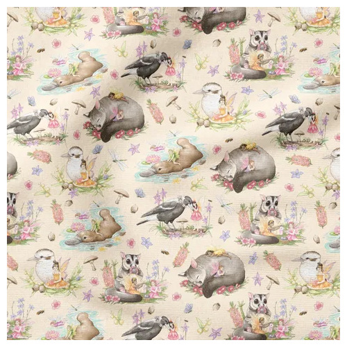 Australian Fairy Friends Allover Peachy Cream DV5606