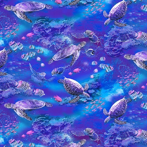 Swimming Sea Turtles Allover Purple BQ5751 058 