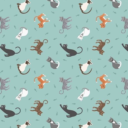 Small Things Cats Kittens Meow Turquoise LESM28 003 