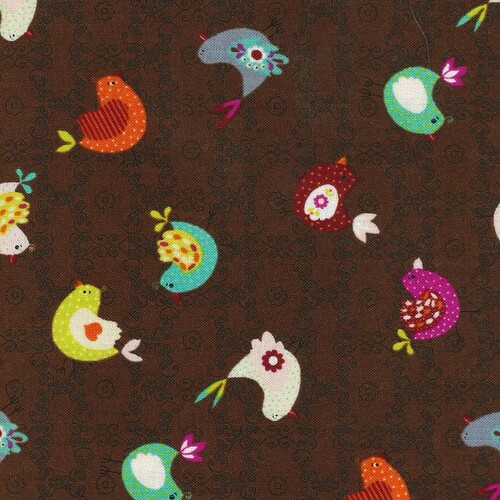 Birds Scattered Multi Chocolate 4507 359