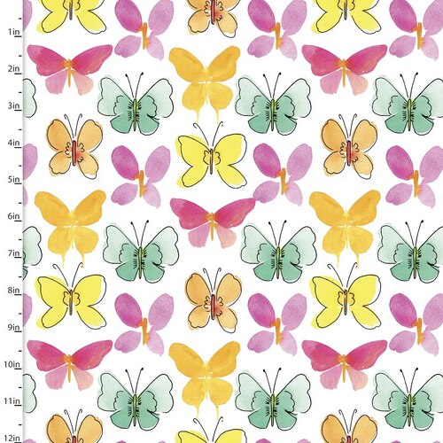 Happy Meadow Watercolour Butterfly White FT12315