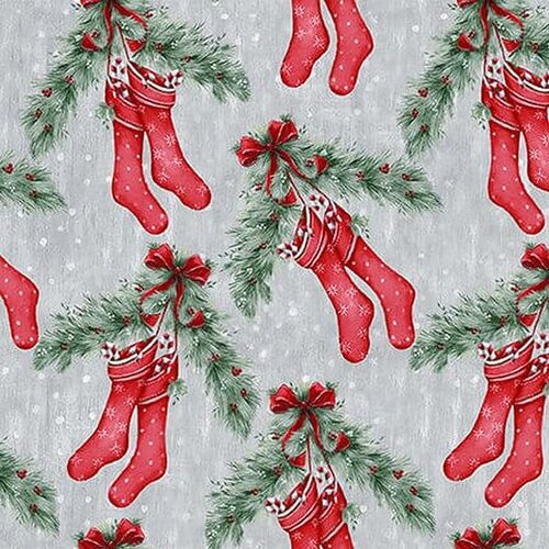 Christmas Stockings Holly Grey BQ1561 090 