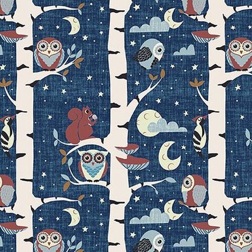 Hush-a-Bye Woods Owls Squirrels in Trees Blue 4500 830 