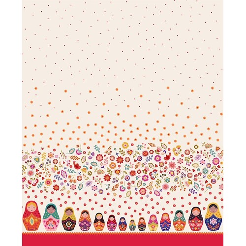 Little Matryoshka Russian Dolls Double Border Cream LEA571