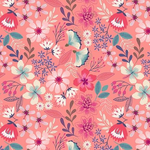 Hummingbird Summer Floral Dark Blush LEA430 002