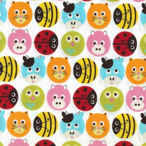 Small Animal Faces Bee Beetle Pig Owl White 4507 354