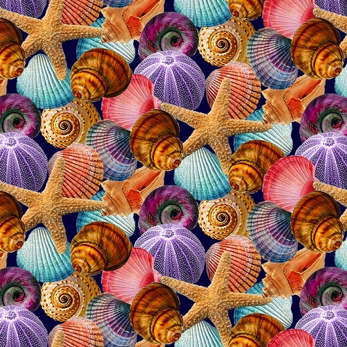Seashells Allover Multi Navy BQ5750 077 