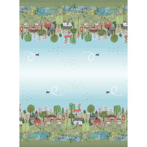 The Village Pond Digital Double Border By 1/2m LEA452