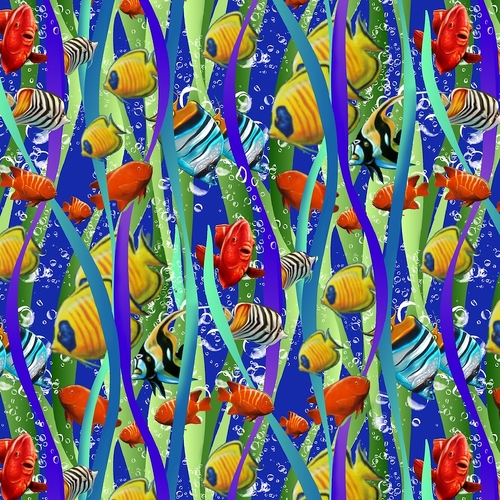Clown Fish Ocean Sea Reeds Blue  BQ5749 077 