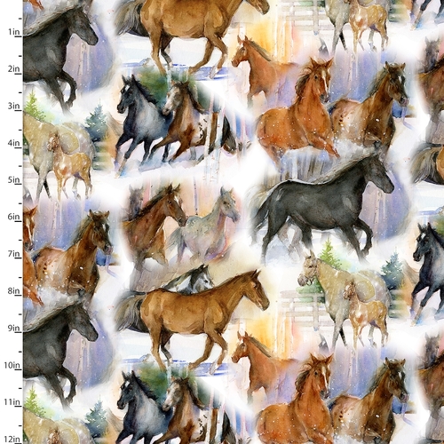 Galloping Wild Horses White FT19288 