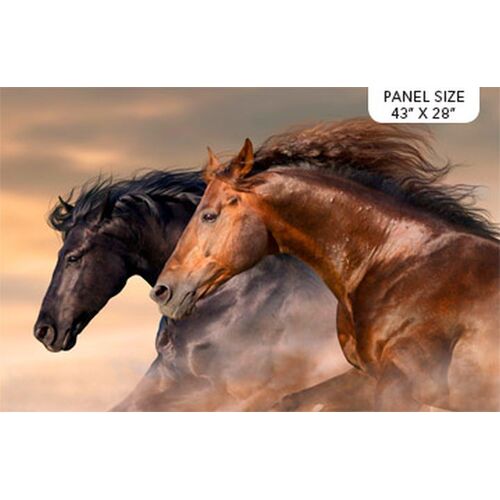 Galloping Wild Horses Maverick Quilt Panel 23613 012 
