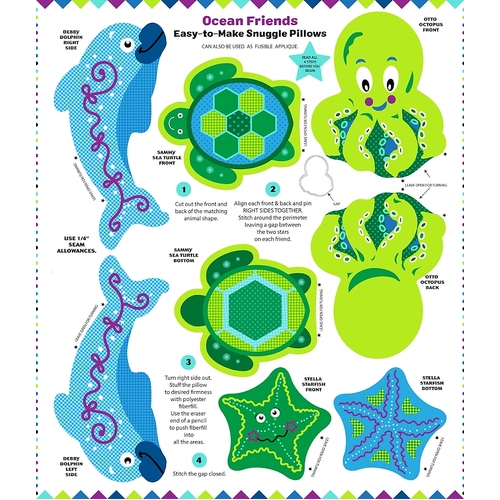  Ocean Friends Dolphin Ocotpus Softies Panel BQ1744P 001 