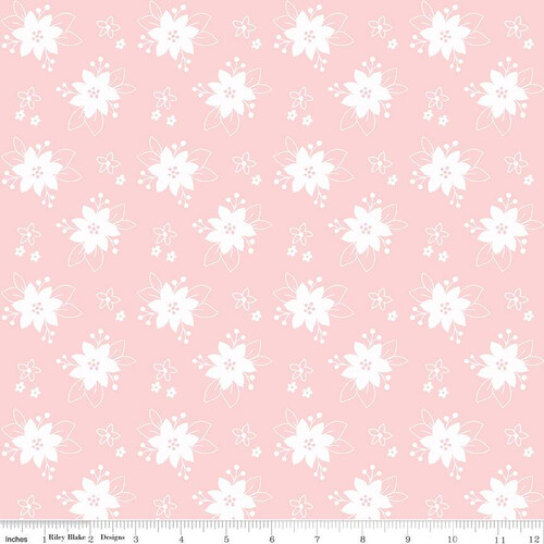 Riley Blake Christmas Pixie Noel 2 Floral Pink 12116