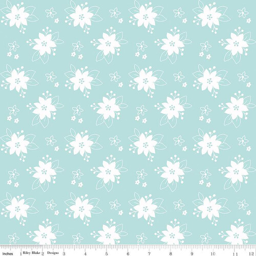 Riley Blake Christmas Pixie Noel 2 Floral Aqua 12116