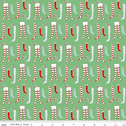 Riley Blake Christmas Pixie Noel 2 Stockings Green 12112