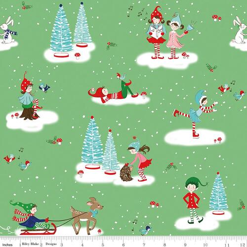 Riley Blake Christmas Pixie Noel 2 Main Green 12110