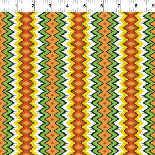 Fabric Remnant - Jungle Friends Zig Zag Stripe Multi  34cm