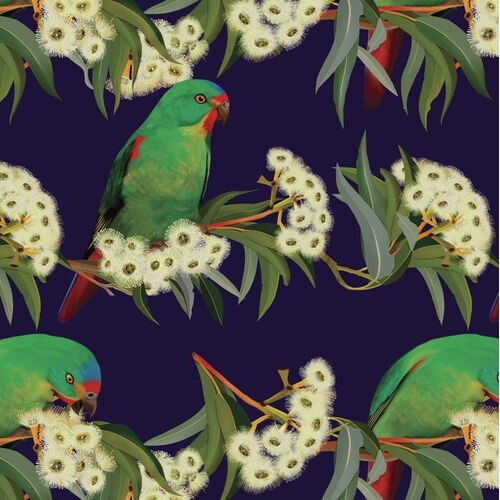 Fabric Remnant - Orenda Joy Green 2 Australian Parrot 49cm
