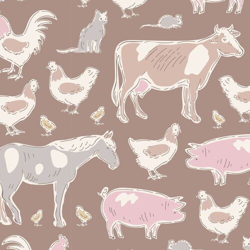 Fabric Remnant - Tilda Tiny Farm Animals 53cm
