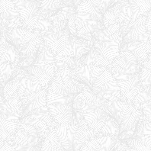 Fabric Remnant -Peacock Flourish Fanfare  Tonal White 72cm
