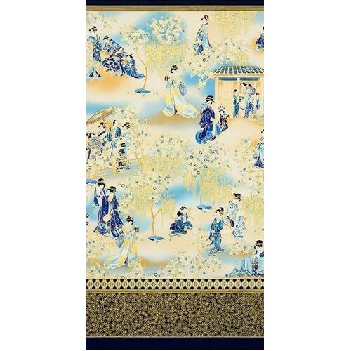Fabric Remnant -Oriental Geisha Panel 54cm