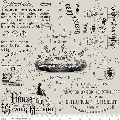 Fabric Remnant -Best of She Who Sews Sew Vintage Text 39cm