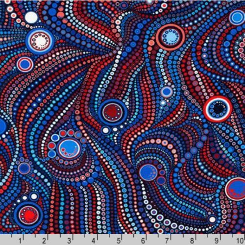 * SALE*  Effervescence Wide Dots Red Blue Per Metre