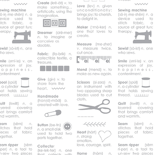 Fabric Remnant - Sew Bloom Makers Dictionary Words 98cm