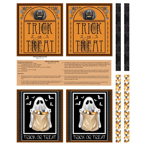 Henry Glass Halloween Ball Trick or Treat Bags Panel 3056P-99 