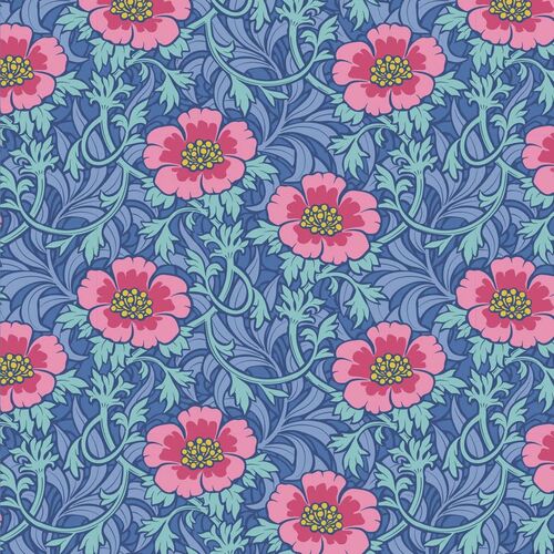 Tilda Hibernation Winter Rose Floral Blue 100522