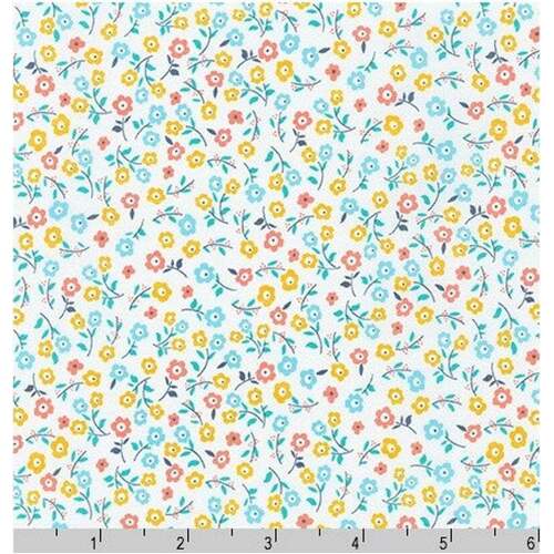 Fabric Remnant -Bees Knees Daisy Floral Spring 52cm