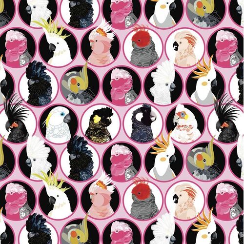 Fabric Remnant -Orenda Joy Green 2 Australian Birds 55cm